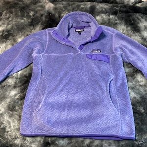 Fuzzy fleece pullover, Patagonia, pockets, cozy